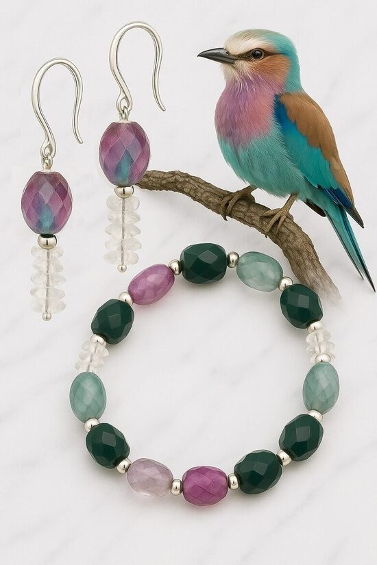 Dabīgo pērļu rotu komplekts "Savannas spārni"